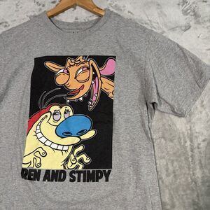 Ren and Stimpy Shirt Size M Gray Graphic Tee Nickelodeon 90s Cartoon Retro Style